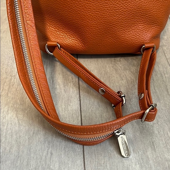 HOSTPICK 🧡 Valentina NWOT Cognac Italian Leather Backpack Crossbody Bag - Picture 6 of 15